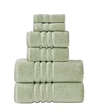 ESSELL Luxury 6-Piece Towel Set, 700 GSM 100% Cotton - 2 Bath Towels, 2 Hand Towels, 2 Wash Cloths, Zero Twists, Ultra Soft & Super Absorbent Meadow Towels for Spa, Hotels & Bathroom (Sage)