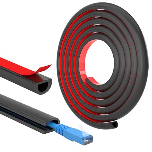FIXCHORD Canaletas Adhesivas de PVC para Cables, Canaletas para Cables eléctricos, Lgnífugo y pintable，para ocultación de Cables para hogares, oficinas, 15mm x 10mm，2-Metro Longitudes，Negro