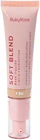 Base Líquida Soft Blend Ruby Rose Matte Média Cobertura Efeito Aveludado (F30, 30g)