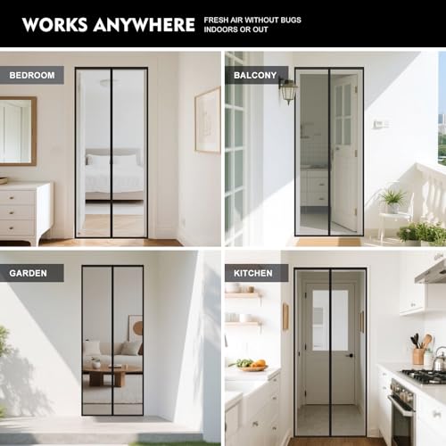 ABXMAS Magnetic Screens for Doors 32" x 81" Black, Hands-Free Kid and Pet Friendly Walk Through, Self Sealing Magnetic Closure Screen Door Mesh for Front Doors Patio by ABXMAS - Image 7