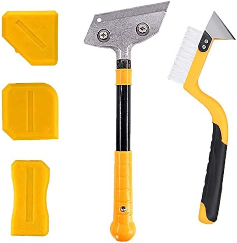 Caulking Tools 5 pcs, Sealant Removal and Multi-Purpose Scraper for Kitchen Bathroom Floor Door and Window (Orange)