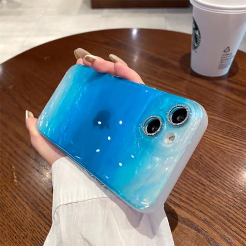 Étui de luxe iPhone 15 Pro Max antichoc LVTFCO bleu avec bouton de placage brillant