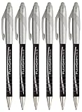 Paper Mate FlexGrip Elite - Penne a sfera retrattili, inchiostro nero, confezione da 6, punta grande larga 1,4 mm, tratto medio da 0,8 mm