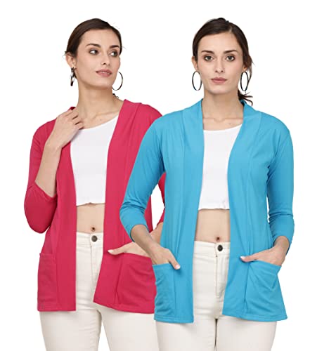 Image of Women's Cotton Shrugs with Pockets, Summer Shrugs for Ladies, Pack of Two