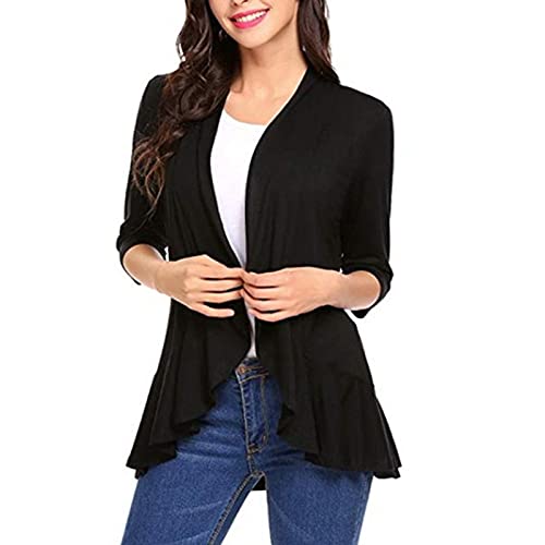 Winter Tunika Damen Top Dicker Rollkragenpullover Damen (Black, L)