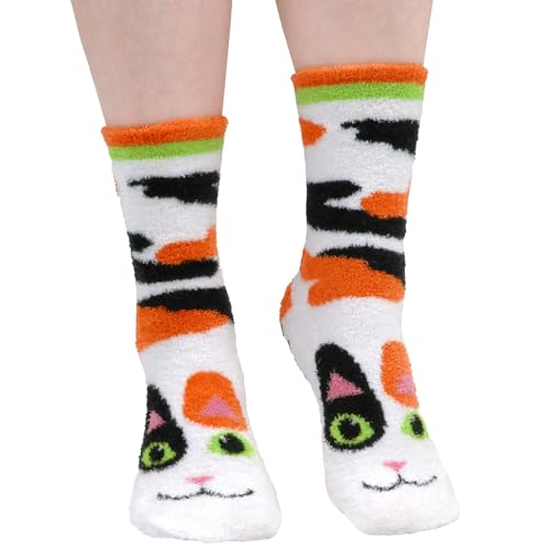 Image of BambooMN Super Soft Warm Cute Women's Animal Non-Slip Fuzzy Fluffy Crew Winter Home Socks
