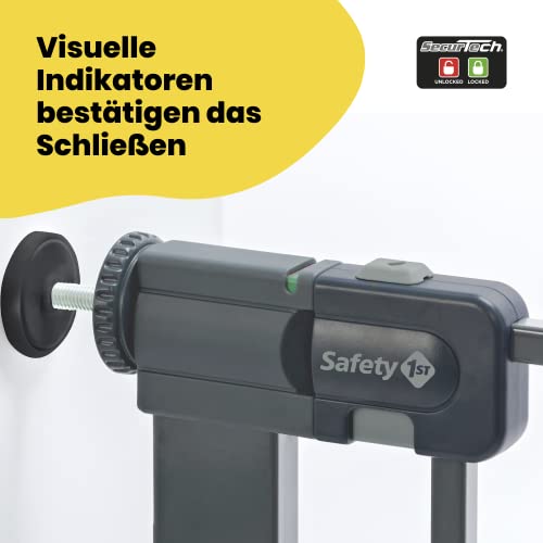 Safety 1st Easy Close Metal Gate, Treppenschutzgitter ohne Bohren, 73–80 cm (bis 108 cm erweiterbar), leicht schließbares Türschutzgitter, mit 1 Hand öffnen, kein Bohren, Zweifachsicherung, Dark Grey