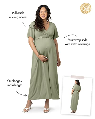 Kindred Bravely Maternity Maxi Wrap Dress | Maternity Baby Shower Dress For Photoshoot (Rosemary, Large) #TOP1