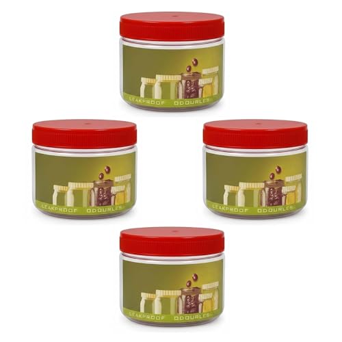 MSQUARE Airtight Plastic Storage Containers, Long-Lasting Freshness, Odor-Free Storage, Leak-Proof Lids, Easy-to-Open and Close, Perfect for Home Kitchens, Offices, Space-Saving, (200ml (Pack of 4))