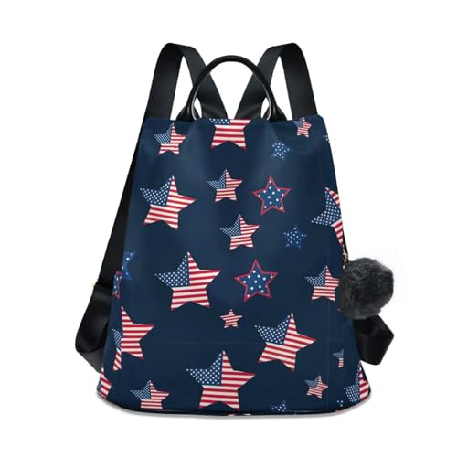 Sac à dos femme bleu marine à étoiles et drapeau américain avec poches