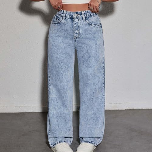 Girls High Waist Jeans Wide Leg Baggy Denim Pants Summer Fashion Trendy Y2K Streetwear Clothes for Teen Comfortable3