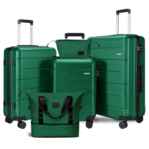 Voytra 5-Piece 20" 24" 28" ABS Luggage Set, Durable Hardshell