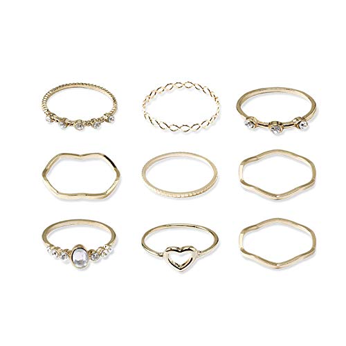 Runmi Boho Knuckle Ring Set Gold Crytal Knuckle