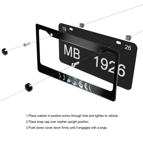 Personalized License Plate Frame Stainless Steel Moon Phase Change Car License Plate Accessory Decorative 2 Holes and Screws Fits US Standard License Plates Size: 12.2 x 6.3 in by Invincibleframe - Image 4