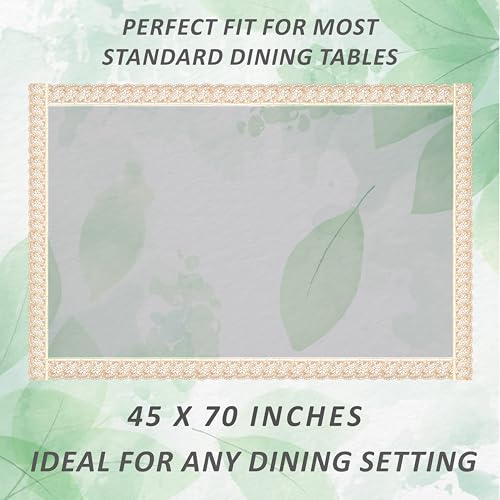 Kuber Industries PVC 6 Seater Transparent Dining Table Cover 45"x 70"- Gold (VDDTC00027)