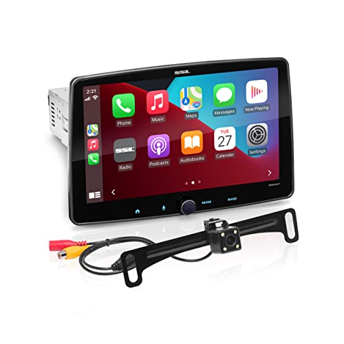 Sound Storm Laboratories SDML10ACPR Apple CarPlay Android Auto Car Multimedia Player – Single Din Chassis With 10 Inch Capacitive Touchscreen, Bluetooth, No DVD, Rear Camera Included, RGB Illumination