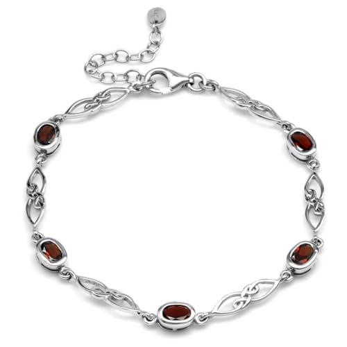 Image of Silvershake Birthstone Gemstones White Gold Plated or Yellow Gold Plated 925 Sterling Silver Scroll /Filigree Celtic Knot Weave 7.25 to 8.75 Inch with Adjustable Extension Bracelet Jewelry for Women