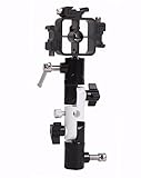 EXMAX Full Aluminum Pro Flash Hot Cold Shoe with Triple (3) Flash Mount Head Umbrella Holder Adapter Mount with Swivel/Tilt Bracket 3 Section U Shape Studio Light Stand Speedlight