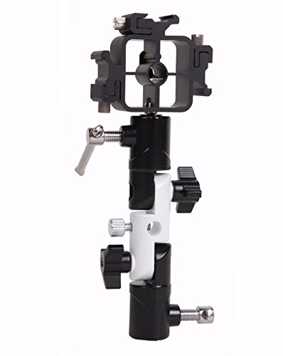 Exmax Full Aluminum Pro Flash Hot Cold Shoe With Triple (3) Flash Mount Head Umbrella Holder Adapter Mount With Swivel/Tilt Bracket 3 Section U Shape Studio Light Stand Speedlight #TOP4