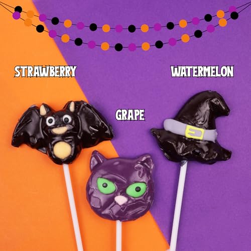 Halloween Lollipops, Cat, Bat & Witch Hat Suckers, 24 Count | Individually Wrapped, Assorted Character Shapes, Trick or Treat Candy, Seasonal Party Favors, 10.16oz, 24 Total Pieces - image 6