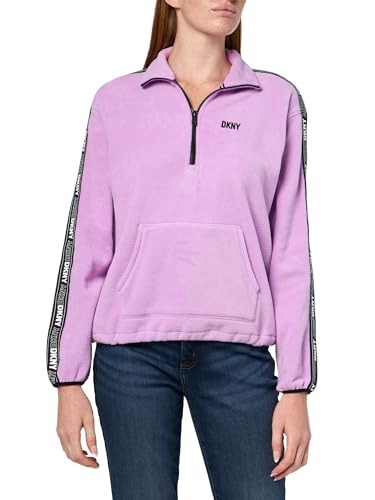 Image of DKNY Women's Sleeve Logo Tape Pullover Hoodie Sweatshirt