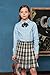 eton kidd Girls Stretch Poplin Long Sleeve Shirt Club Collar Adjustable Cuffs Curved Hem Elegant School Uniform Design Blue