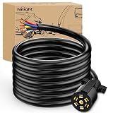 Nilight 16 Feet Heavy Duty 7 Way Plug Inline Trailer Cord 7-Pin Trailer Cord Wire Cable for Truck Camper Blade Molded RV Cable Weatherproof & Corrosion Resistant-16FT