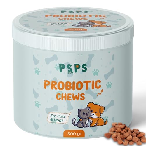 Probiotics for Dogs & Cats - Cat Probiotic - Probiotic for Dogs - Supports Gut Flora, Reduces Diarrhea, Digestive Health, Seassonal Allergies, Bad Breath & Boosts Immunity - 120 Soft Chews