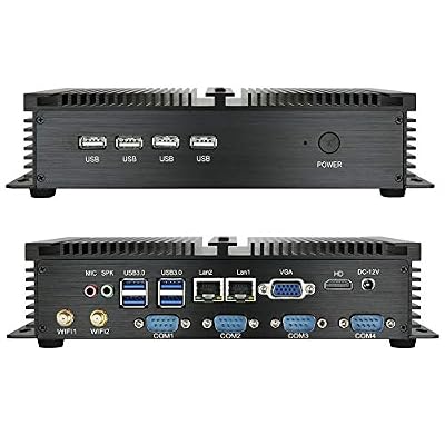 KINGDEL Industrial Computer, Fanless Mini Desktop PC with Celeron Dual Core CPU, 4GB RAM, 64GB SSD, HD Graphics, 2xNICs, 4xCOM RS232, HD Port, 4xUSB 3.0