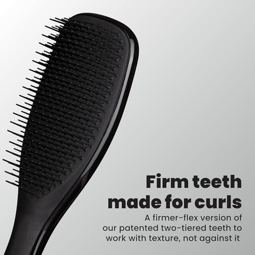 Image of Tangle Teezer Ultimate Detangler Curly Hair Brush, 3C to 4C, Black | Patented two-tier, firm-flex teeth detangle, reduce breakage & frizz on wet or dry hair; hairbrush for curly to coily hair