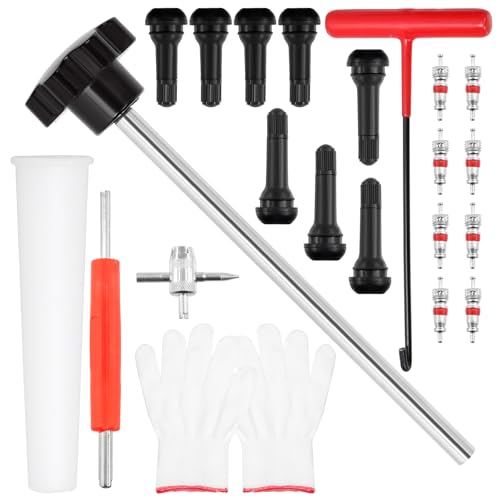 Swpeet 22pcs Szybkie narzędzie do zmiany zaworu opon z zestawem TR413 / TR414, Narzędzie do usuwania łodygi zaworu opon, Narzędzie do szybkiej wymiany rdzenia zaworu opon do wymiany wyciekających zawo