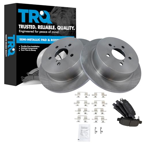 Image of TRQ Rear Brake Pad and Rotor Set Semi Metallic Rotors Compatible with 2008-2009 Subaru Legacy