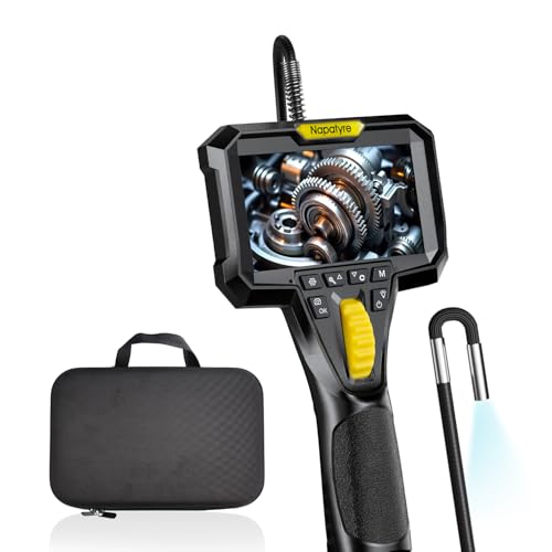 Napatyre Endoskopkamera mit Licht,1080P HD Endoskop mit 6 Einstellbaren LEDs, 4,3 IPS Bildschirm Inspektionskamera, 2600mAh Batterie Rohrkamera, 6,2mm IP67 Wasserdicht Kanalkamera (1 Meter)