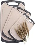 FLYINGSEA Conseil de coupe,Conseils de coupe pour la cuisine,Planches de coupe Anti-Skid Eco-Wheat Planche de coupe (3 Pcs), lave-vaisselle sans danger (brun clair)