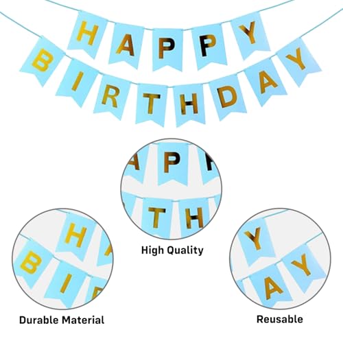 Image of Party Propz Birthday Decoration Kit For Husband - 41 Pcs Happy Birthday Decoration Kit with Red Foil Curtain, Red Balloons, Blue Balloons, Ribbons & Banner (Latex, Foil, Cardstock)
