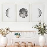 Xiyocadt 3er Poster Set, Moderne Premium Mond Kunstdruck 