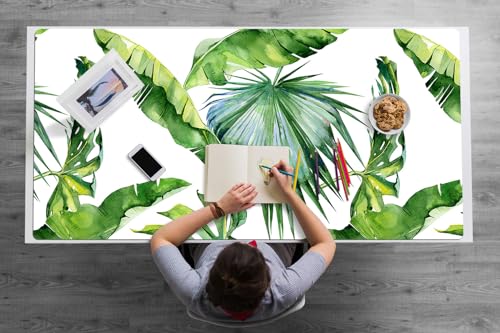 Sous-main en vinyle PVC 120x60 cm motifs jungle et bords arrondis