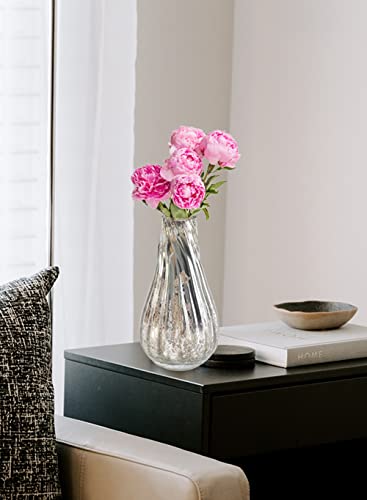 Serene Spaces Living Mercury Crackle Bud Vase, Vintage Style Vase For Floral Arrangements At Weddings, Parties, Events, Home, Large Measures 5.75" Tall & 3" Diameter #TOP4
