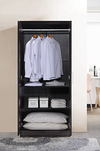 Hodedah 2 Door Wardrobe with Adjustable/Removable Shelves & Hanging Rod, Chocolate