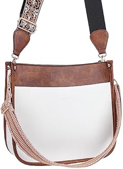 HKCLUF Crossbody Bags for Women Trendy Vegan Leather Hobo Handbags With 2PCS Adjustable Guitar Strap Shoulder Bucket Bags