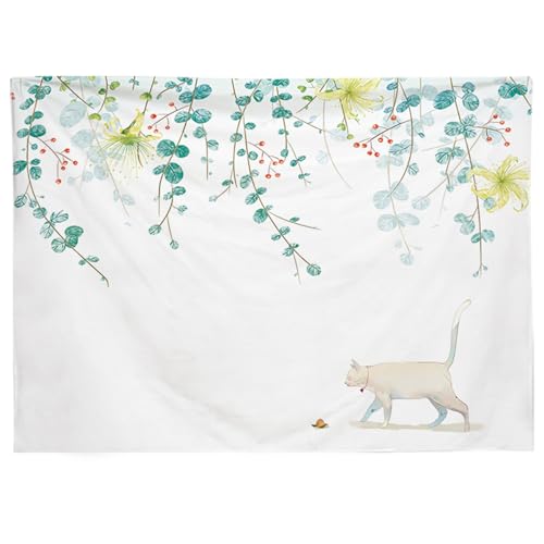 Hixingo Tapiz Decorativo Pared, Tapiz de Pared con Impresión 3D, Murales Decorativos Pared Tapiz Pared, Decoración Navideña para Dormitorio, Salón (150 * 200CM,Gato Blanco)