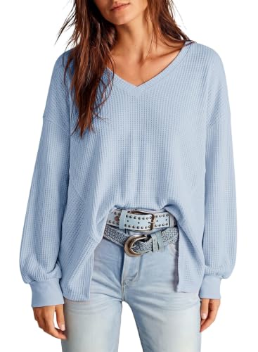 Image of Dokotoo Womens Waffle Knit Tops Trendy Fashion 2026 Oversized T Shirts