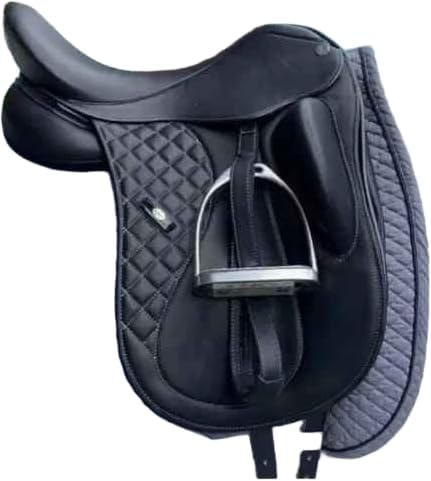 All Purpose Jumping English Premium Leather Riding Dressage Horse Saddle Tack, Saddles for Horseback Horse Riding Pony and Adult Size 10" to 18'' inches Seat Available, EVJ-98