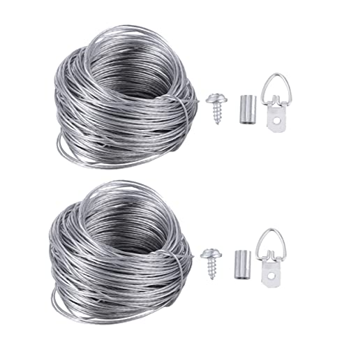 NUOBESTY 2 Ensembles Ensemble De Crochet De Corde Métallique Cintres Pendaison Fils Acier Kits De Suspension De Tableaux Kit De Suspension Photo Avec Fil Kit De Suspension De Cadre
