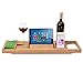 Produktbild Tyueliang-Home Bad Tray Badewanne Tray mit ausziehbarem Sides Mit Mobiltelefon Tablet Tablett und integrierte Weinglas Halter und anderem Zubehör Placement (Farbe : Braun, Größe : 74.5cm x 23cm)