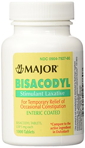 Bisacodyl 5MG Generic for Dulcolax Laxative Coated Tablets 2 Bottles of 1000