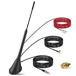 Nelawya DAB/DAB+ Car Antenna – Digital Radio FM/AM Combi Roof Antenna with Amplifier – SMB/SMA Plug + DIN Adapter – Radio Splitter with 5m Cable