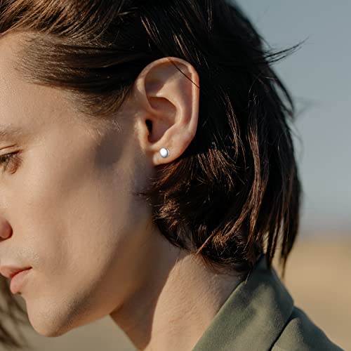 925 Sterling Silver Stud Earrings, 5Mm Tiny Dot Circle Stud Earring,Flat Round Stud Earrings For Men Women Everyday Wear (Silver) #TOP2