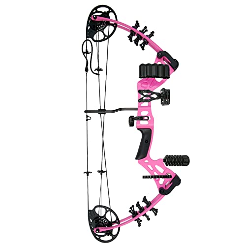WUXLISTY Youth Compound Bow Set 15-45 Lbs for Teens and Beginner, Package with Archery Hunting Equipment, 5 Pin Sight, Max Speed 320fps, Adjustable, Right Hand, Pink
