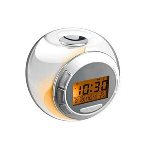 Fashion Alarm Clock with 5 Natural Sound 7 Color Changing LED Light digital LCD Screen Children's Shower Thermometer Timer Music Alarm Clock